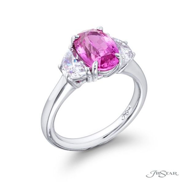 Platinum Pink Sapphire & Diamond Three-Stone Ring – Size 6.25 Image 2 Perry's Diamonds & Estate Jewelry Charlotte, NC