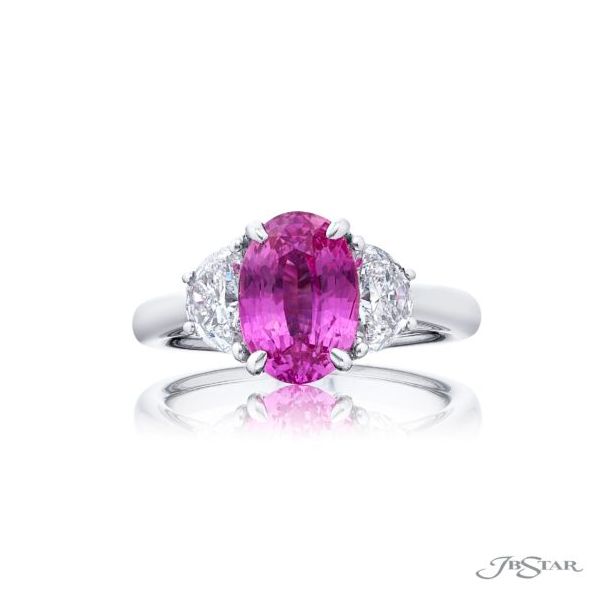 Platinum Pink Sapphire & Diamond Three-Stone Ring – Size 6.25 Perry's Diamonds & Estate Jewelry Charlotte, NC