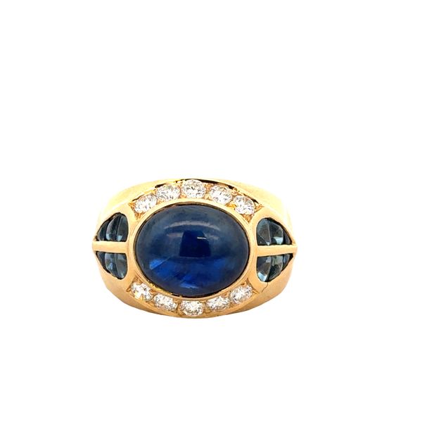 18k Yellow Gold Blue Sapphire and Diamond Ring – Size 5.5 Perry's Diamonds & Estate Jewelry Charlotte, NC