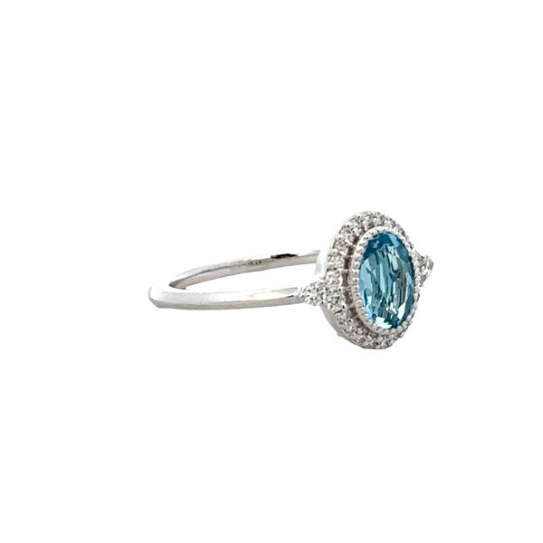 14k White Gold Blue Topaz and Diamond Halo Ring – Size 7.25 Image 2 Perry's Diamonds & Estate Jewelry Charlotte, NC