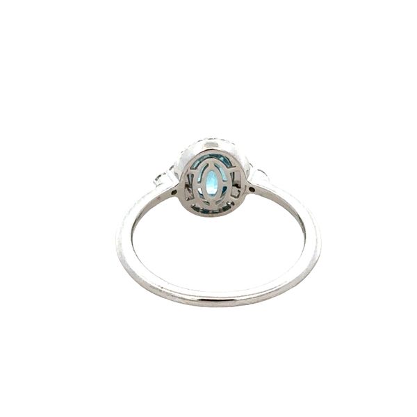 14k White Gold Blue Topaz and Diamond Halo Ring – Size 7.25 Image 3 Perry's Diamonds & Estate Jewelry Charlotte, NC