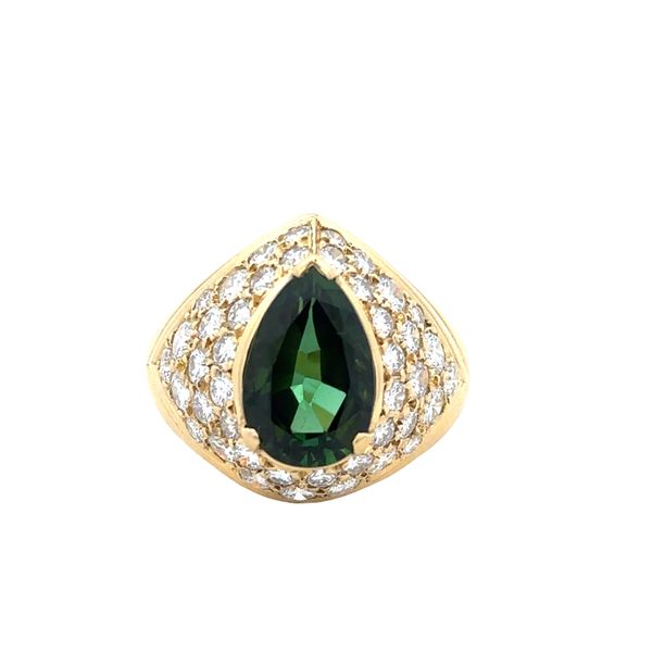 18k Yellow Gold Green Tourmaline and Diamond Ring – Size 6.75 Perry's Diamonds & Estate Jewelry Charlotte, NC