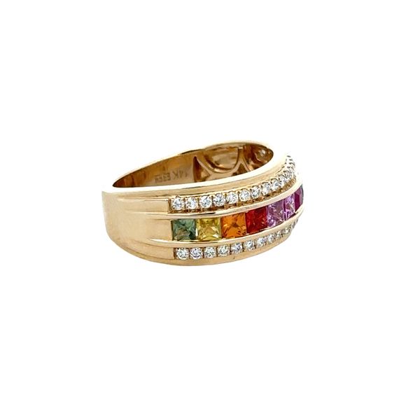 14k Yellow Gold Multi Color Sapphire & Diamond Band – Size 7 Image 2 Perry's Diamonds & Estate Jewelry Charlotte, NC