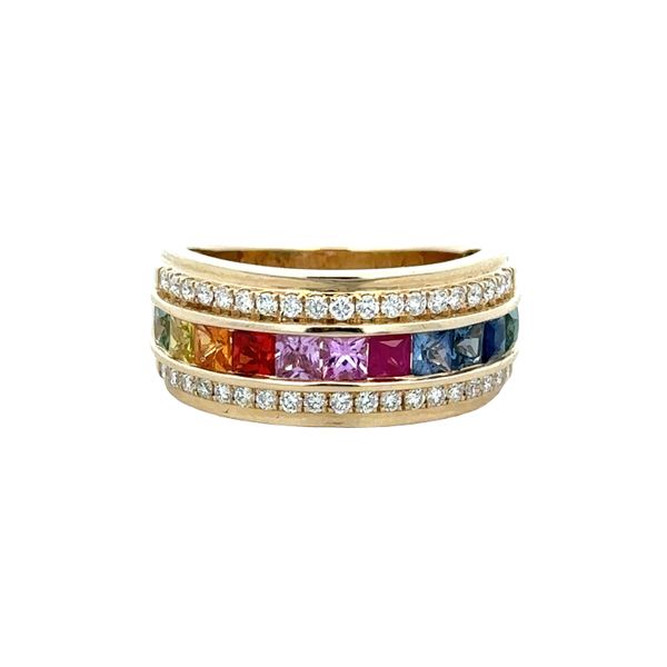 14k Yellow Gold Multi Color Sapphire & Diamond Band – Size 7 Perry's Diamonds & Estate Jewelry Charlotte, NC