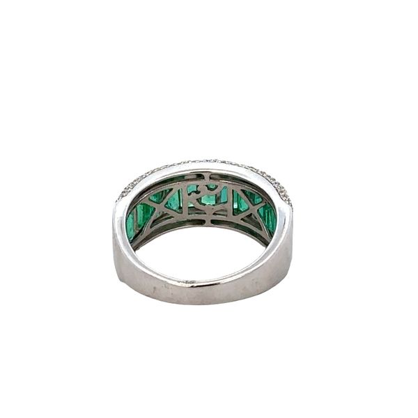 14k White Gold Emerald & Diamond Wide Band – Size 7 Image 3 Perry's Diamonds & Estate Jewelry Charlotte, NC
