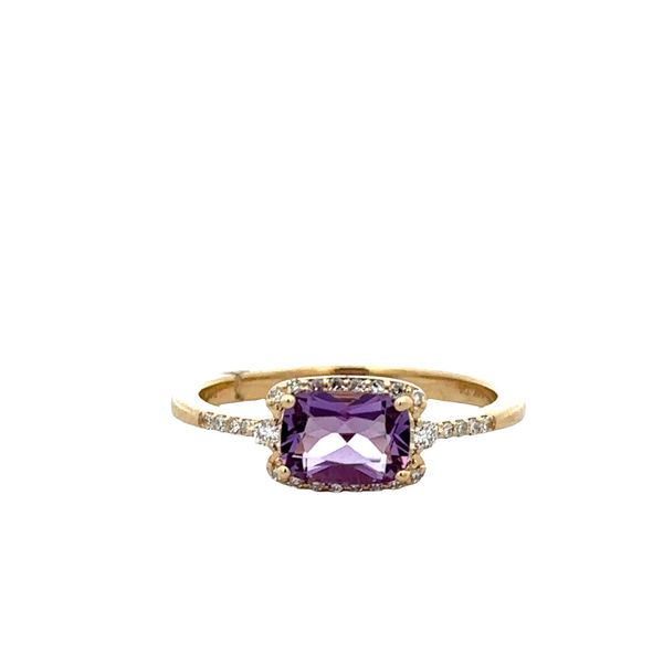 14k Yellow Gold Amethyst & Diamond Halo Ring – Size 6.5 Perry's Diamonds & Estate Jewelry Charlotte, NC