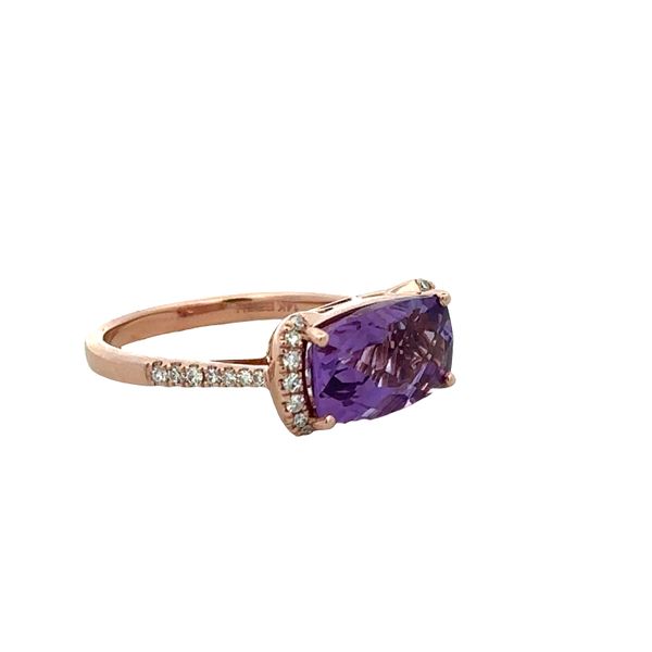 14k Rose Gold East-West Amethyst & Diamond Ring – Size 7 Image 2 Perry's Diamonds & Estate Jewelry Charlotte, NC