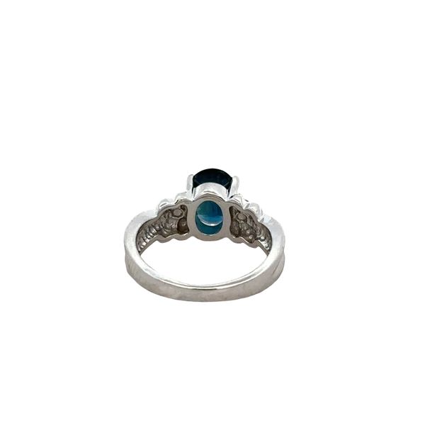 14k White Gold Oval Blue Sapphire & Diamond Ring – Size 4.75 Image 3 Perry's Diamonds & Estate Jewelry Charlotte, NC