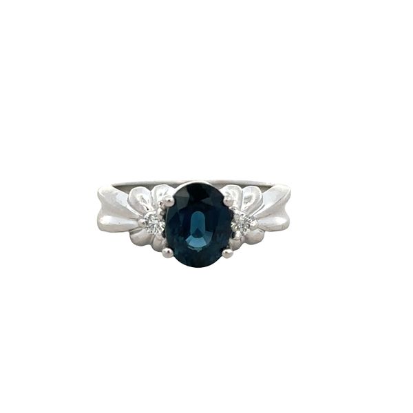14k White Gold Oval Blue Sapphire & Diamond Ring – Size 4.75 Perry's Diamonds & Estate Jewelry Charlotte, NC