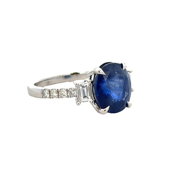 18k White Gold Sapphire & Diamond Three-Stone Ring – Size 7.25 Image 2 Perry's Diamonds & Estate Jewelry Charlotte, NC