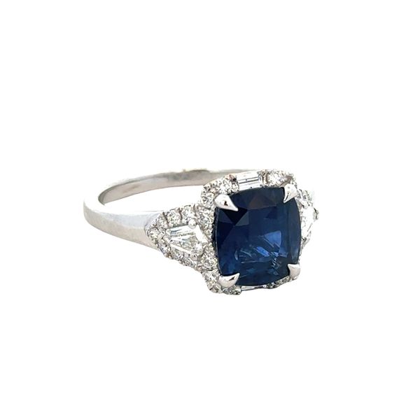 18k White Gold Sapphire & Diamond Halo Ring – Size 7.25 Image 2 Perry's Diamonds & Estate Jewelry Charlotte, NC