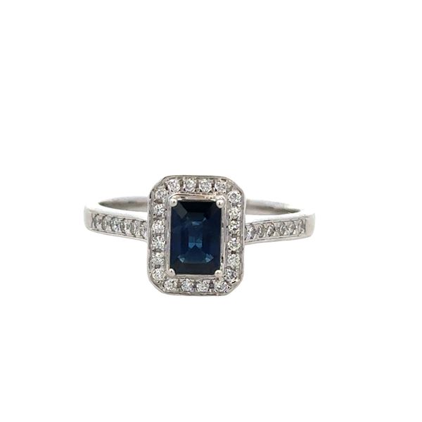 14k White Gold Emerald Cut Sapphire & Diamond Geometric Ring – Size 7 Perry's Diamonds & Estate Jewelry Charlotte, NC