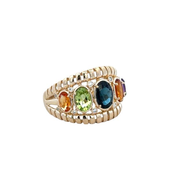 14k Yellow Gold Multicolor Gemstone & Diamond Band Ring – Size 7.25 Image 2 Perry's Diamonds & Estate Jewelry Charlotte, NC