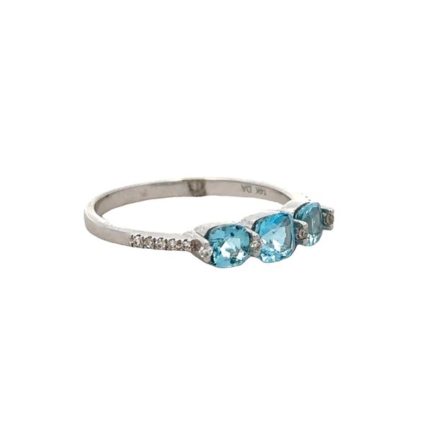 Blue Topaz and Diamond Band Ring in White Gold Image 2 Perry's Diamonds & Estate Jewelry Charlotte, NC