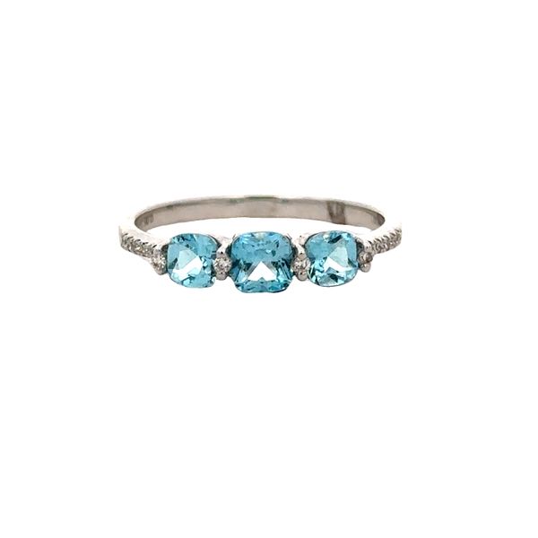 Blue Topaz and Diamond Band Ring in White Gold Perry's Diamonds & Estate Jewelry Charlotte, NC