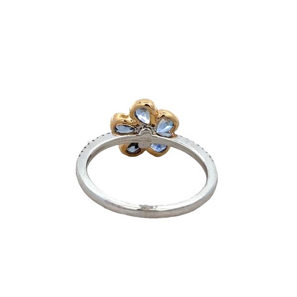 14k White & Yellow Gold Blue Sapphire Flower Ring – Size 7.25 Image 3 Perry's Diamonds & Estate Jewelry Charlotte, NC