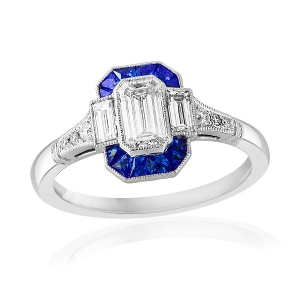 Platinum Art Deco Inspired Sapphire & Diamond Ring – Size 6.5 Perry's Diamonds & Estate Jewelry Charlotte, NC