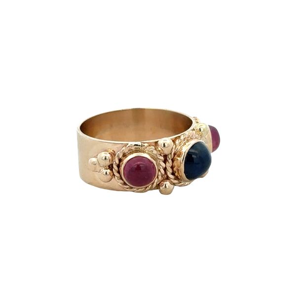14k Yellow Gold Sapphire & Ruby Cabochon Band Ring – Size 6.5 Image 2 Perry's Diamonds & Estate Jewelry Charlotte, NC