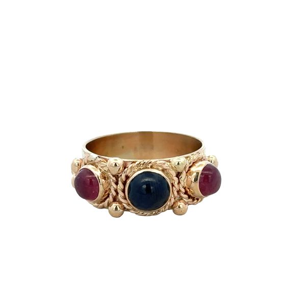 14k Yellow Gold Sapphire & Ruby Cabochon Band Ring – Size 6.5 Perry's Diamonds & Estate Jewelry Charlotte, NC