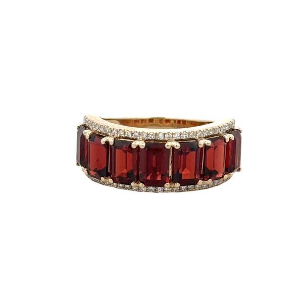 14k Yellow Gold Garnet & Diamond Band Ring – Size 7.25 Perry's Diamonds & Estate Jewelry Charlotte, NC