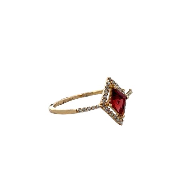 14k Yellow Gold Garnet & Diamond Kite-Shaped Ring – Size 6.5 Image 2 Perry's Diamonds & Estate Jewelry Charlotte, NC