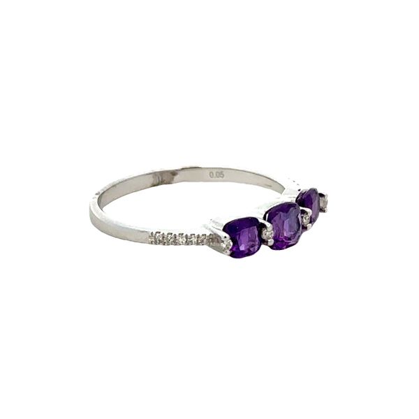 Amethyst and Diamond Band Ring in White Gold Image 2 Perry's Diamonds & Estate Jewelry Charlotte, NC
