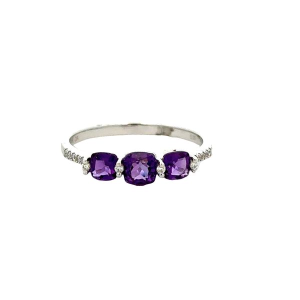 Amethyst and Diamond Band Ring in White Gold Perry's Diamonds & Estate Jewelry Charlotte, NC