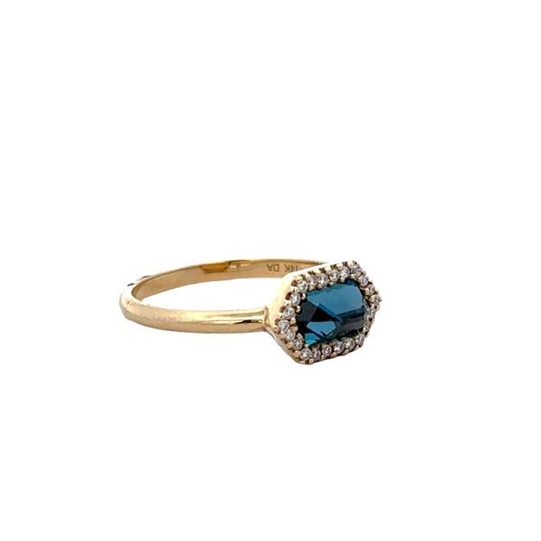 14k Yellow Gold Blue Topaz & Diamond Hexagonal Ring – Size 6.75 Image 2 Perry's Diamonds & Estate Jewelry Charlotte, NC