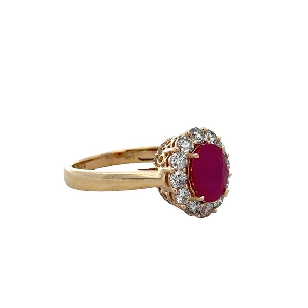 14k Yellow Gold Ruby & Diamond Halo Ring – Size 7 Image 2 Perry's Diamonds & Estate Jewelry Charlotte, NC
