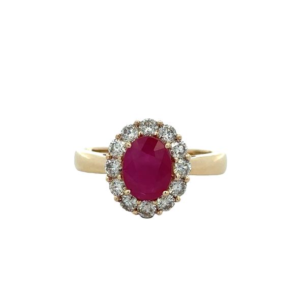 14k Yellow Gold Ruby & Diamond Halo Ring – Size 7 Perry's Diamonds & Estate Jewelry Charlotte, NC