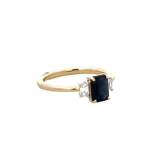 14k Yellow Gold Sapphire & Diamond Three-Stone Ring – Size 7 Image 2 Perry's Diamonds & Estate Jewelry Charlotte, NC