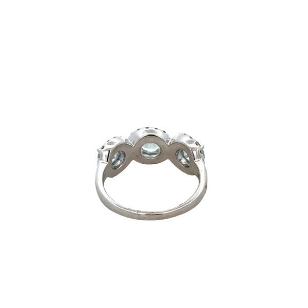 14k White Gold Aquamarine & Diamond Three-Stone Ring – Size 7 Image 3 Perry's Diamonds & Estate Jewelry Charlotte, NC