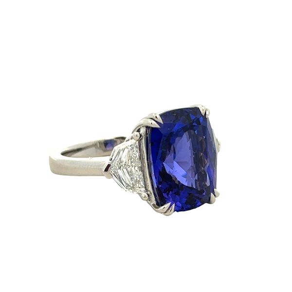 Platinum Tanzanite & Diamond Three-Stone Statement Ring – Size 7 Image 2 Perry's Diamonds & Estate Jewelry Charlotte, NC