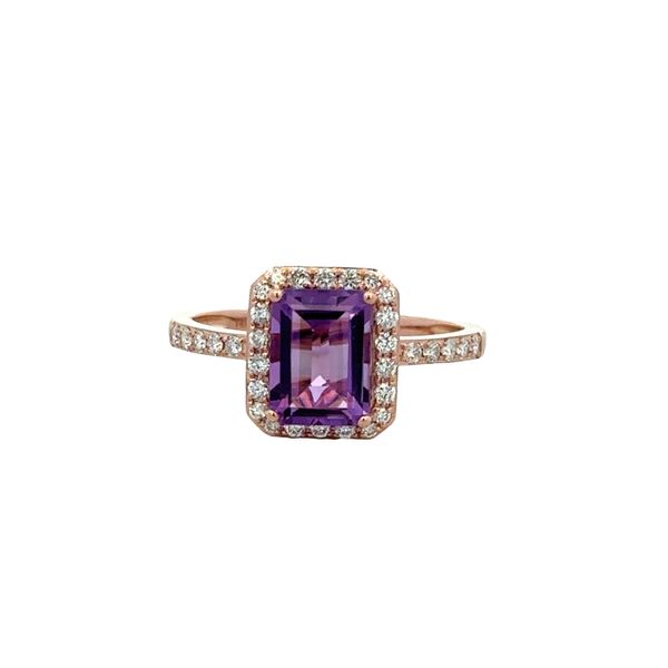 14k Rose Gold Amethyst & Diamond Halo Ring – Size 7 Perry's Diamonds & Estate Jewelry Charlotte, NC