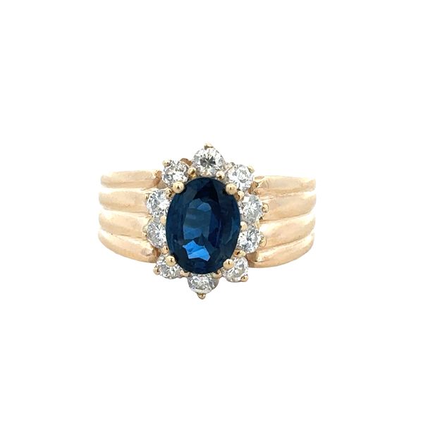 18k Yellow Gold Sapphire & Diamond Halo Ring – Size 6 Perry's Diamonds & Estate Jewelry Charlotte, NC