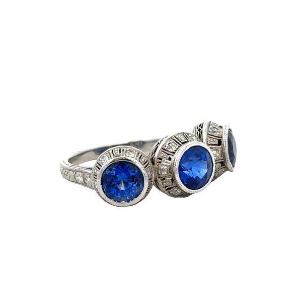 Antique Art Deco Platinum Sapphire & Diamond Ring – Circa 1920s – Size 6.5 Image 2 Perry's Diamonds & Estate Jewelry Charlotte, NC