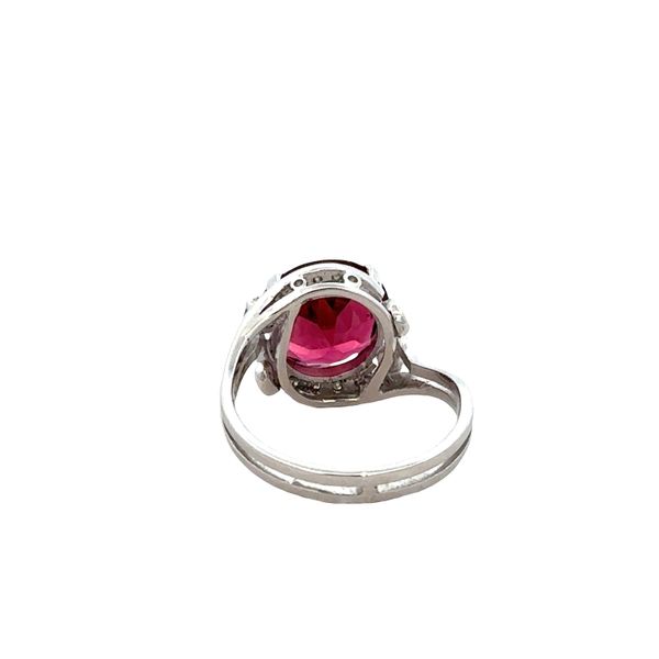 Platinum Pink Tourmaline & Diamond Swirl Halo Ring – Size 6.5 Image 3 Perry's Diamonds & Estate Jewelry Charlotte, NC
