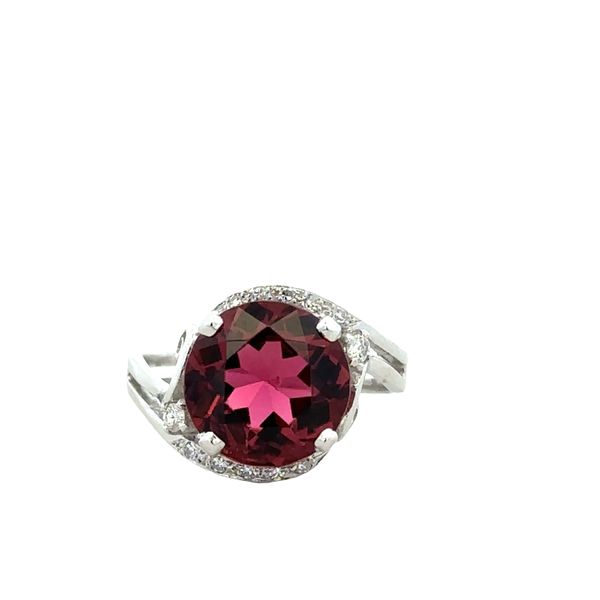 Platinum Pink Tourmaline & Diamond Swirl Halo Ring – Size 6.5 Perry's Diamonds & Estate Jewelry Charlotte, NC