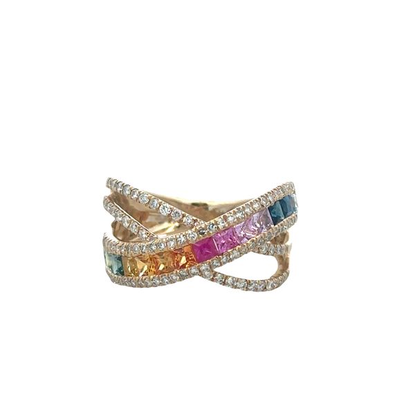 14k Yellow Gold Multicolor Sapphire & Diamond Crisscross Ring – Size 7 Perry's Diamonds & Estate Jewelry Charlotte, NC