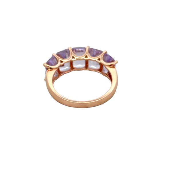 14k Rose Gold Five-Stone Emerald-Cut Amethyst Band – Size 6.75 Image 2 Perry's Diamonds & Estate Jewelry Charlotte, NC