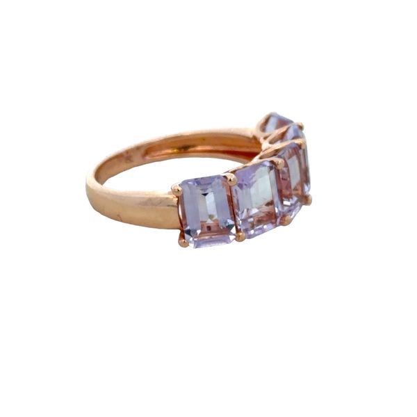 14k Rose Gold Five-Stone Emerald-Cut Amethyst Band – Size 6.75 Image 3 Perry's Diamonds & Estate Jewelry Charlotte, NC