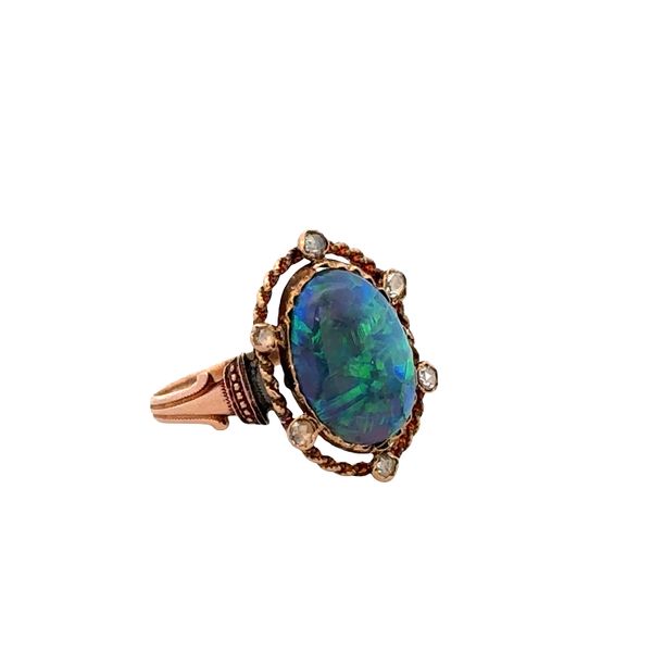 Antique 18k Rose Gold Opal & Rose-Cut Diamond Ring – Size 5.75 Image 2 Perry's Diamonds & Estate Jewelry Charlotte, NC