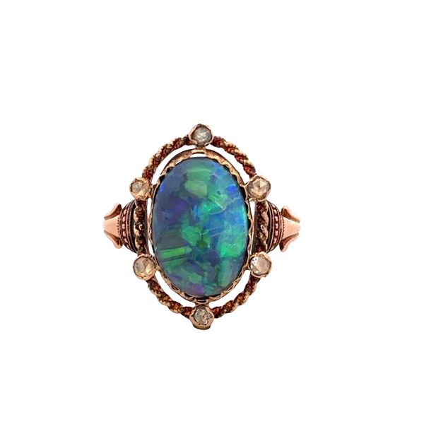 Antique 18k Rose Gold Opal & Rose-Cut Diamond Ring – Size 5.75 Perry's Diamonds & Estate Jewelry Charlotte, NC