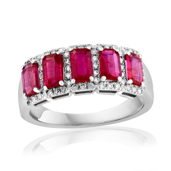 14k White Gold Ruby & Diamond Band Ring – Size 6.5 Perry's Diamonds & Estate Jewelry Charlotte, NC