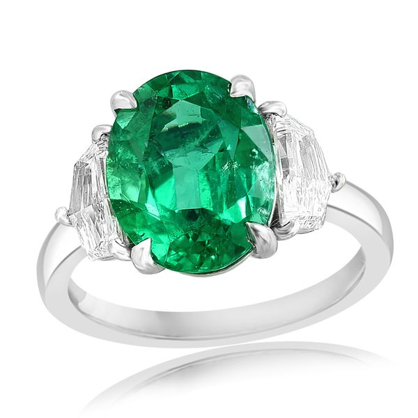 Platinum Zambian Emerald & Epaulette Diamond Ring – Size 6.5 Perry's Diamonds & Estate Jewelry Charlotte, NC