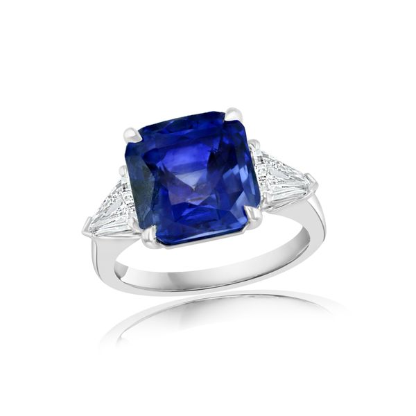 Platinum Ceylon Sapphire & Trillion Cut Diamond Ring – Size 6.5 Perry's Diamonds & Estate Jewelry Charlotte, NC