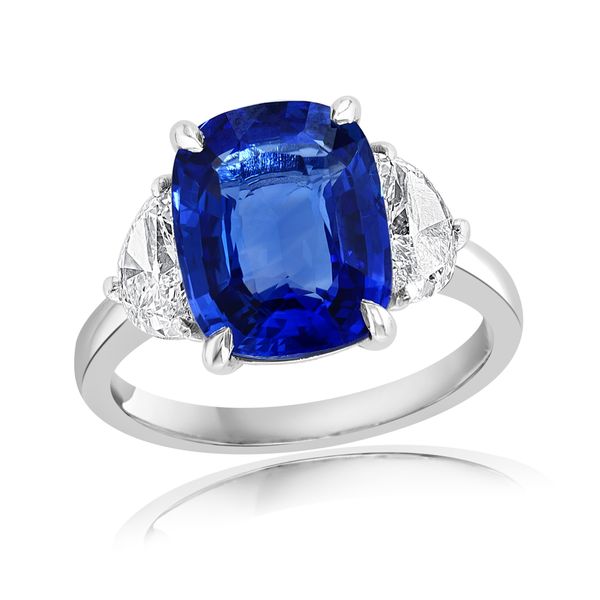 Platinum Ceylon Sapphire & Half Moon Diamond Ring – Size 6.5 Perry's Diamonds & Estate Jewelry Charlotte, NC