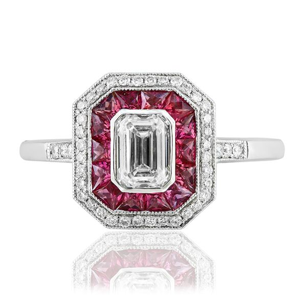 Platinum Ruby & Diamond Double Halo Ring – Size 6.5 Image 2 Perry's Diamonds & Estate Jewelry Charlotte, NC