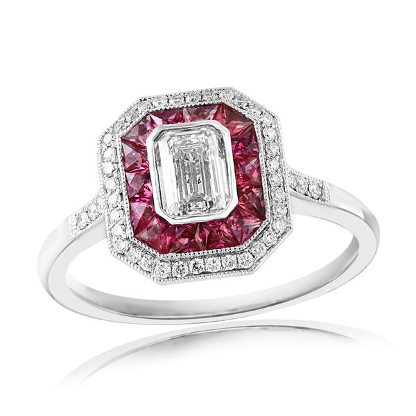 Platinum Ruby & Diamond Double Halo Ring – Size 6.5 Perry's Diamonds & Estate Jewelry Charlotte, NC