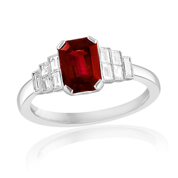 Platinum Art Deco Inspired Ruby & Baguette Diamond Ring – Size 6.5 Perry's Diamonds & Estate Jewelry Charlotte, NC